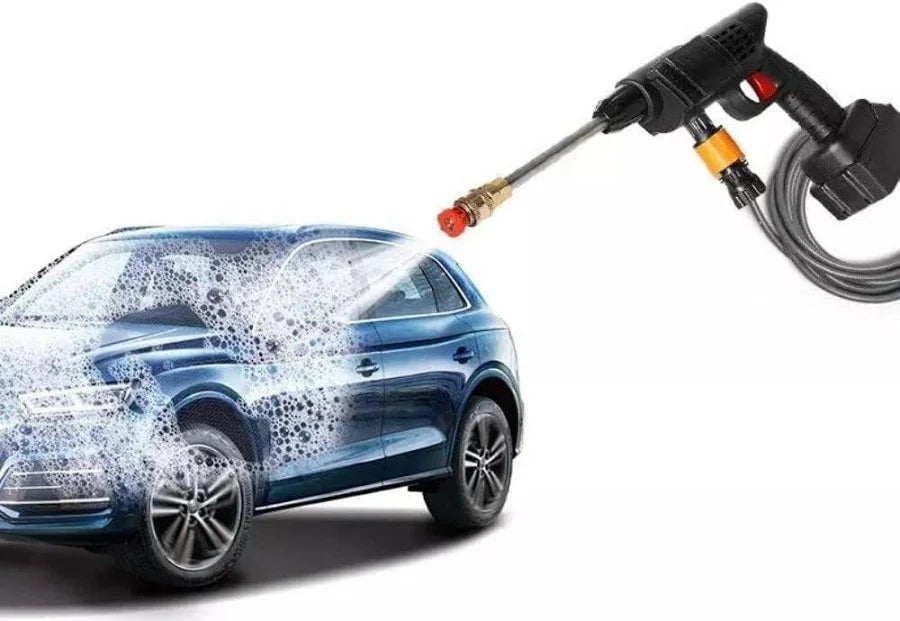 SHOPBUYCLICK.IN(Double Battery) Cordless Portable Wireless Pressure Washer Gun 48V 12000mAh High Pressure Water Gun for Car Wash and Bike Cleaning with Adjustable Nozzle and 5M Hose Pip